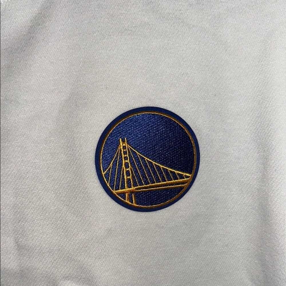 Classic White and Blue Crewneck Sweater with Emblem